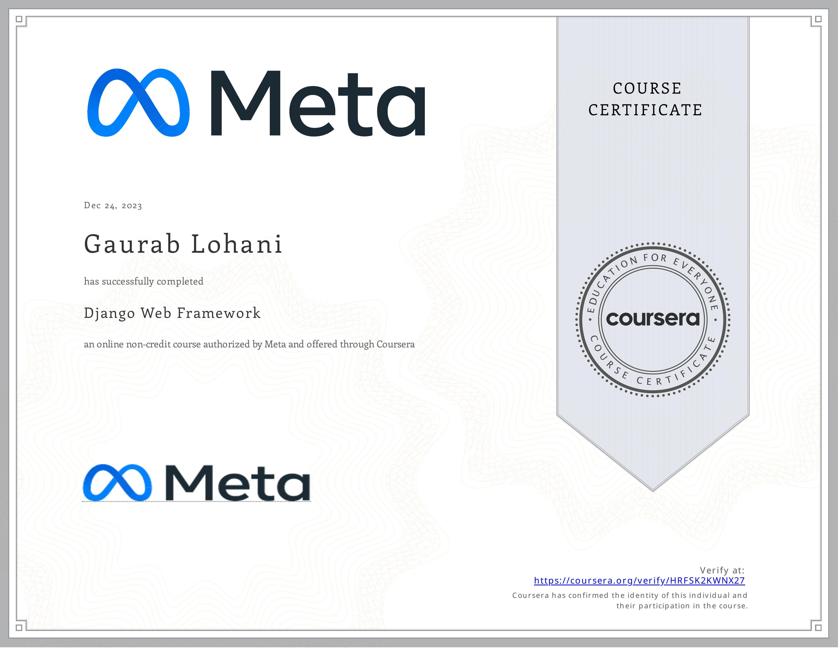 Coursera Certificate